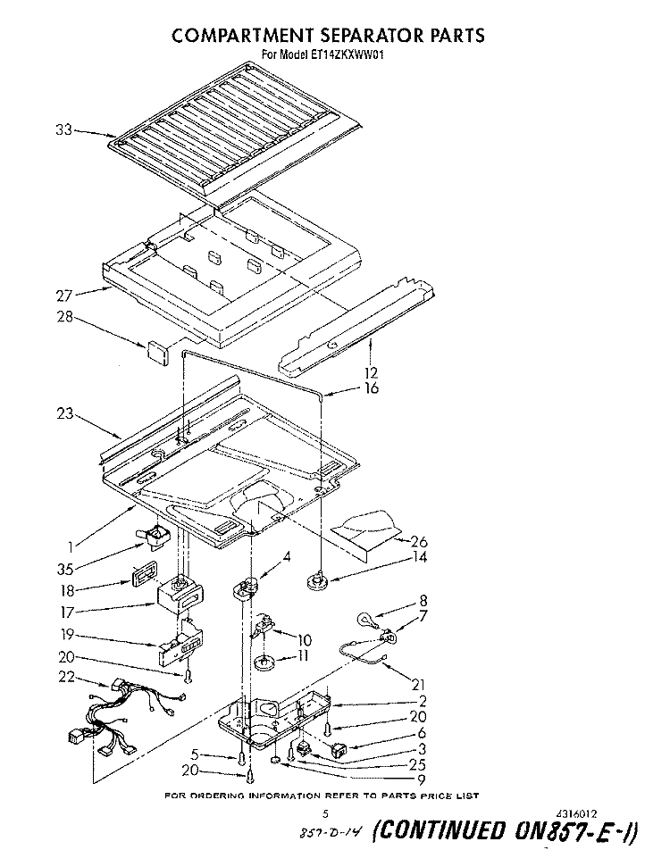 COMPARTMENT SEPARATOR Diagram and Parts List for ET14ZKXWW01  Whirlpool Refrigerator