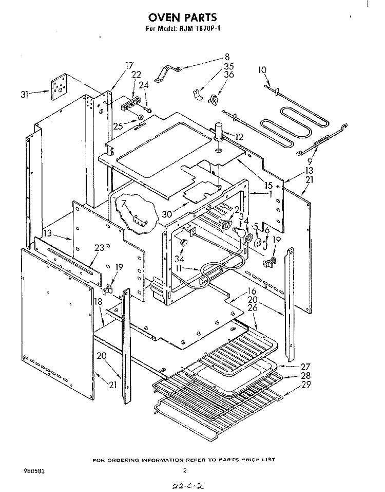DOOR Diagram and Parts List for RJM1870P1  Whirlpool Microwave Oven Combo