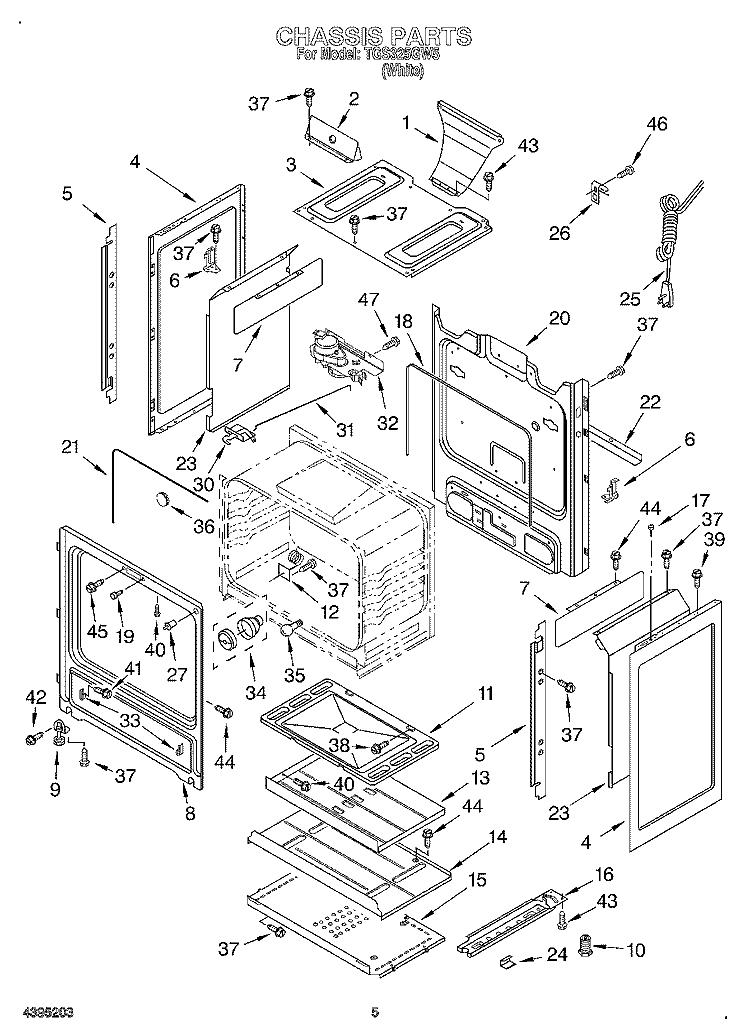 CHASSIS Diagram and Parts List for TGS325GW5  Estate Range