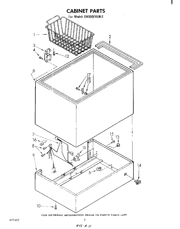 SECTION Diagram and Parts List for EH090FXLN2  Whirlpool Freezer