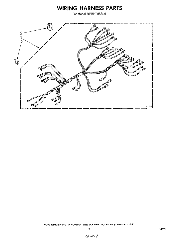 WIRING HARNESS Diagram and Parts List for KEBI100SBL0  KitchenAid Wall Oven