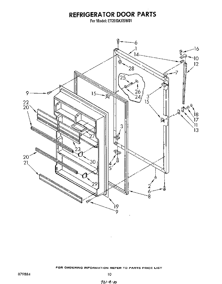 REFRIGERATOR DOOR , LIT/OPTIONAL Diagram and Parts List for ET20GKXSW01  Whirlpool Refrigerator