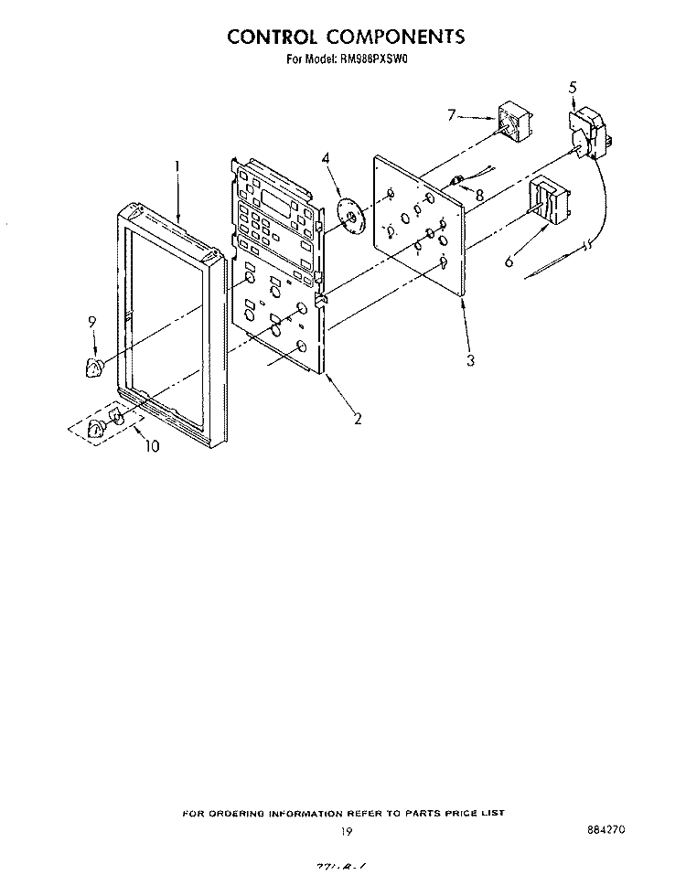 CONTROL Diagram and Parts List for RM988PXSW0  Whirlpool Microwave Oven Combo
