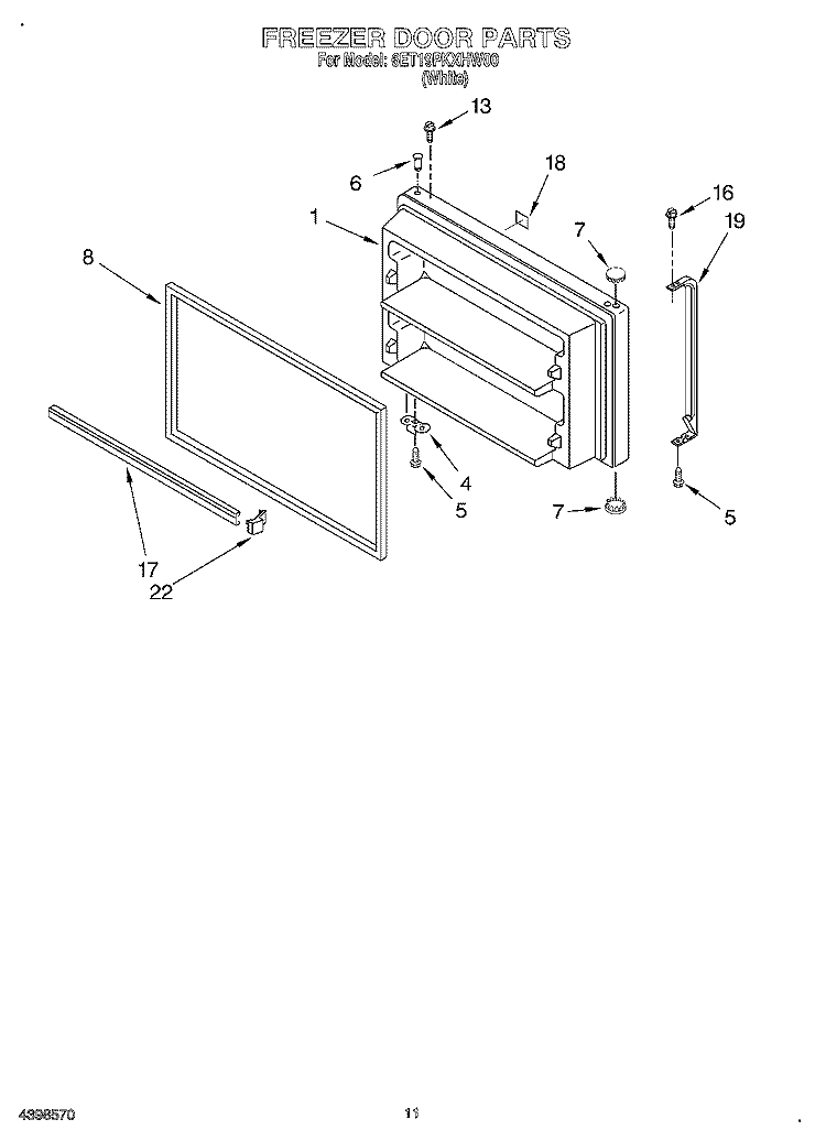 FREEZER DOOR, OPTIONAL Diagram and Parts List for 6ET19PKXHW00  Whirlpool Refrigerator