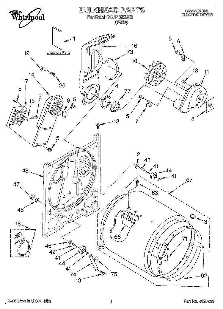 SECTION Diagram and Parts List for YCEP2960JQ0  Whirlpool Dryer
