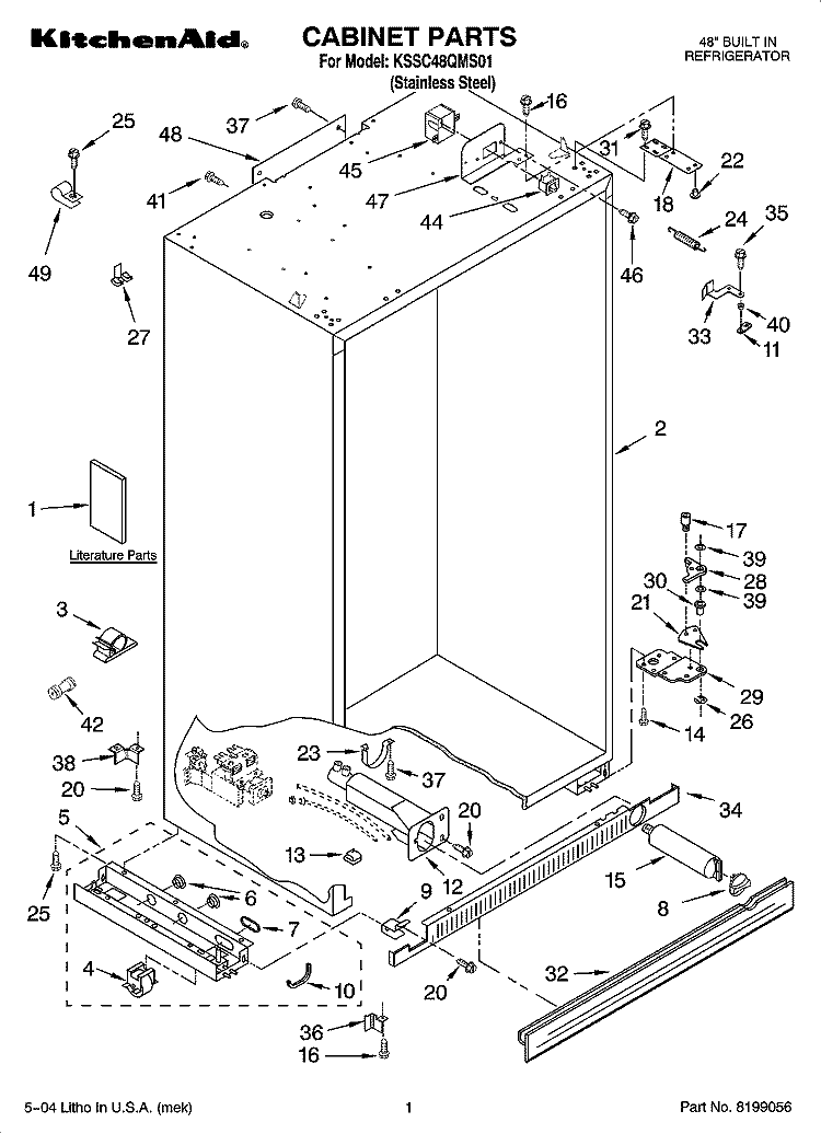 CABINET PARTS Diagram and Parts List for KSSC48QMS01  KitchenAid Refrigerator