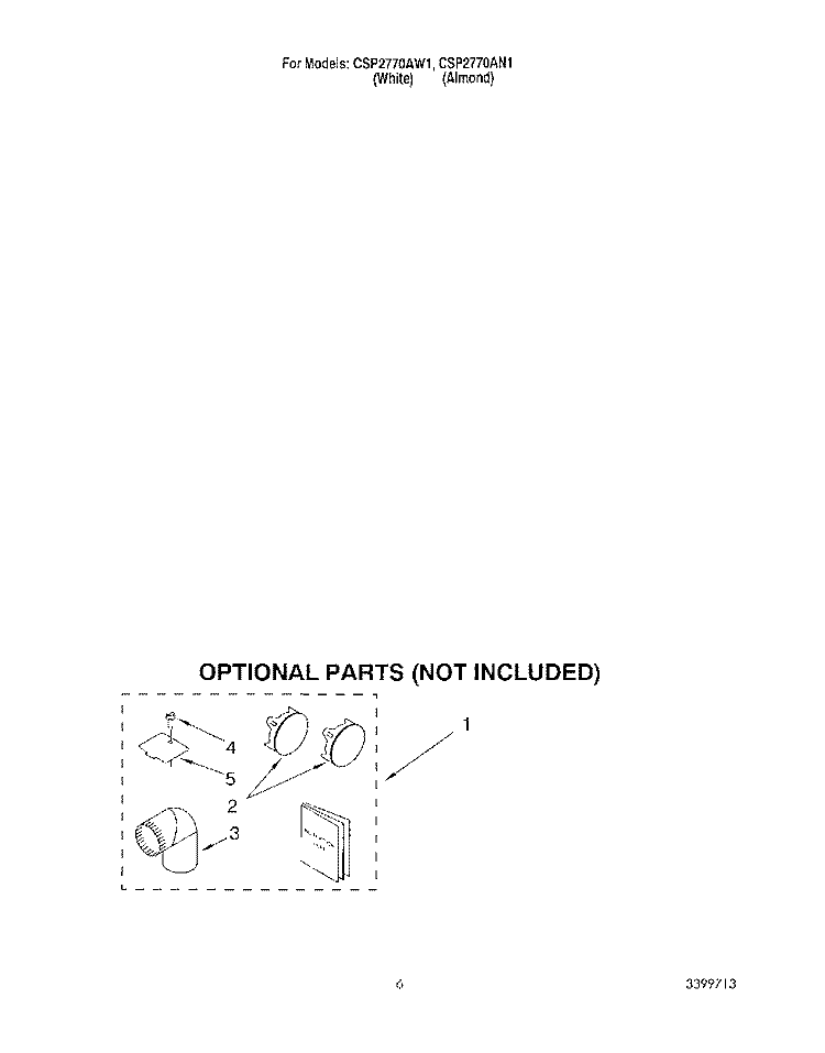 OPTIONAL Diagram and Parts List for CSP2770AN1  Whirlpool Dryer