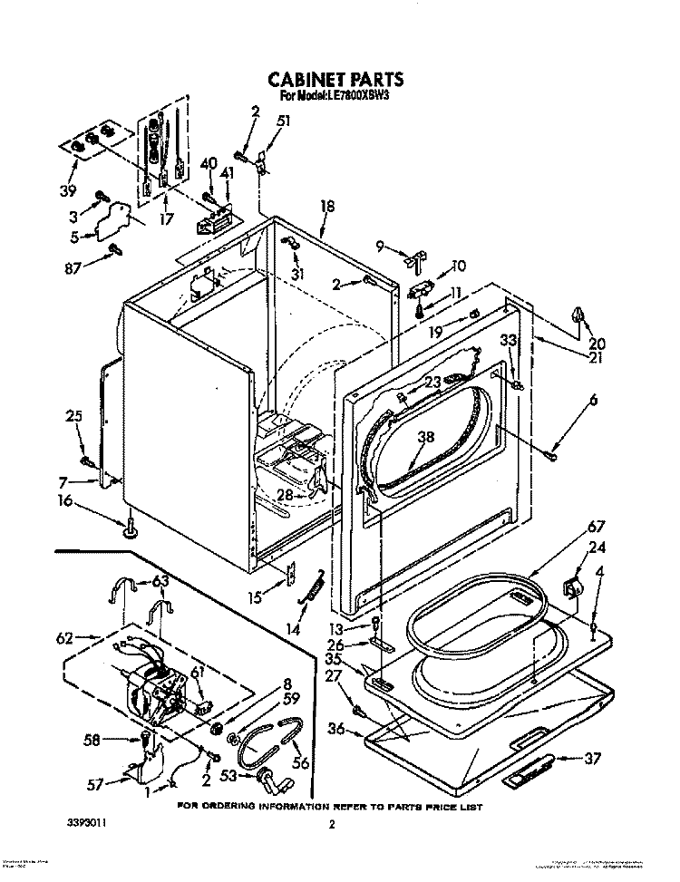 SECTION Diagram and Parts List for LE7800XSW3  Whirlpool Dryer