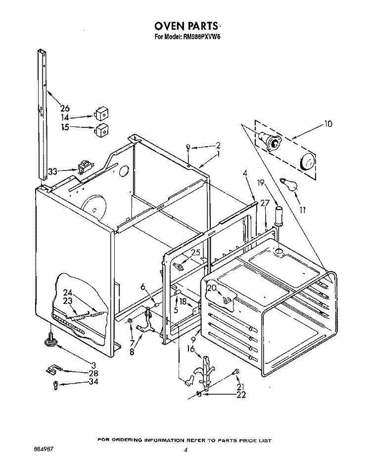 OVEN, LIT/OPTIONAL Diagram and Parts List for RM988PXVW6  Whirlpool Microwave Oven Combo