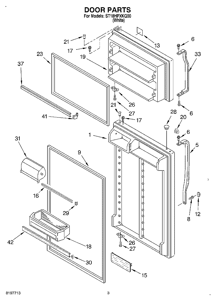 DOOR Diagram and Parts List for ST18HPXKQ00  Whirlpool Refrigerator
