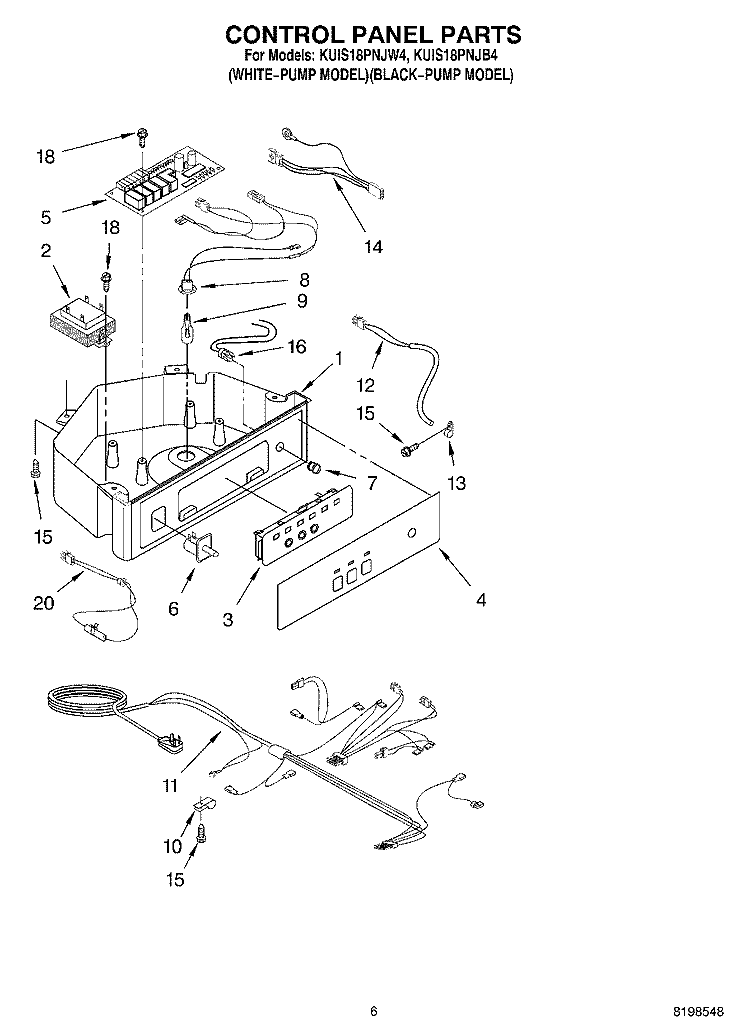 CONTROL PANEL PARTS Diagram and Parts List for KUIS18PNJW4  KitchenAid Ice Maker