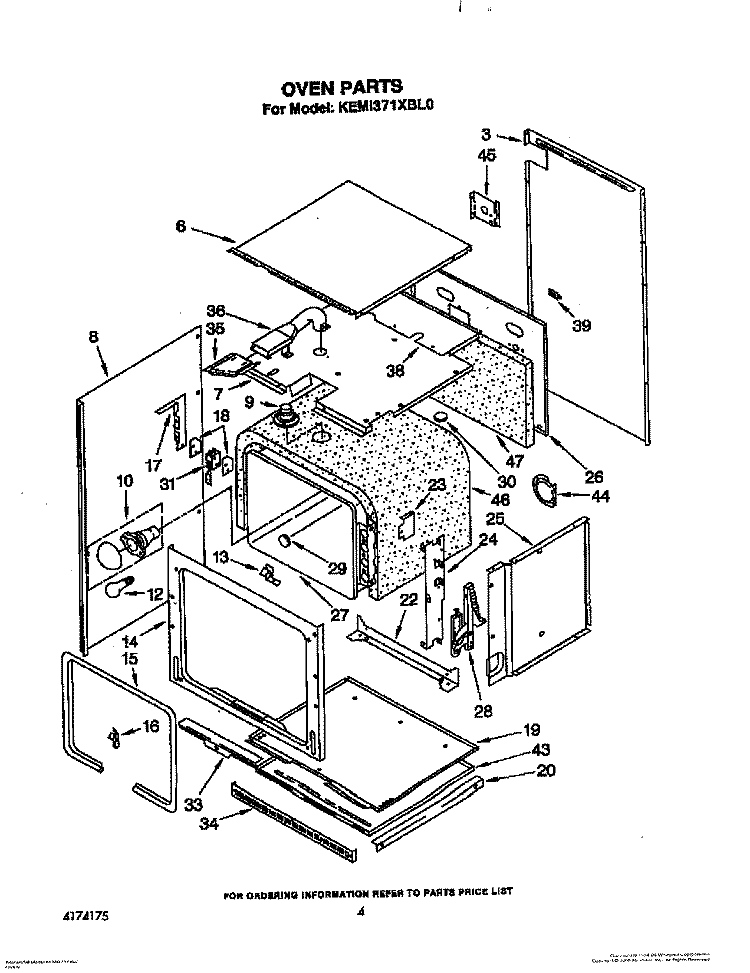 OVEN Diagram and Parts List for KEMI371XBL0  KitchenAid Microwave Oven Combo