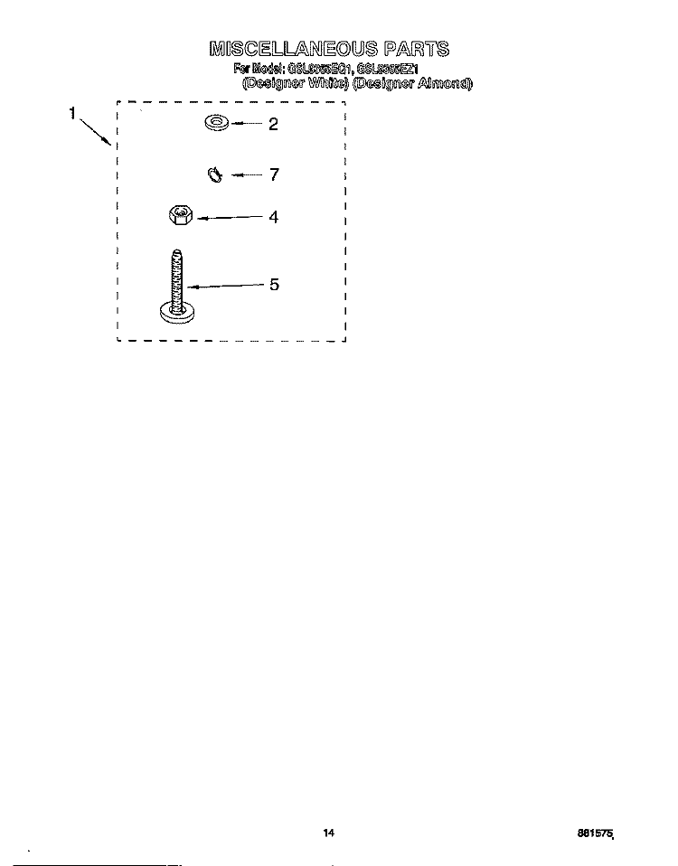 MISCELLANEOUS, LIT/OPTIONAL Diagram and Parts List for GSL9365EQ1  Whirlpool Washer