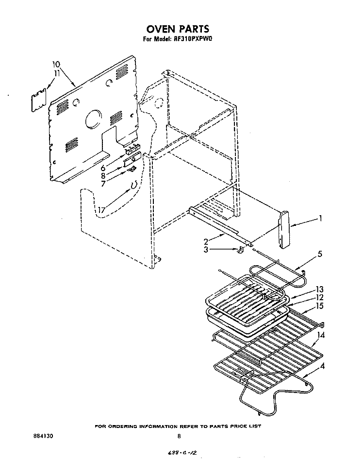 OVEN , LITERATURE AND OPTIONAL Diagram and Parts List for RF310PXPW0  Whirlpool Range