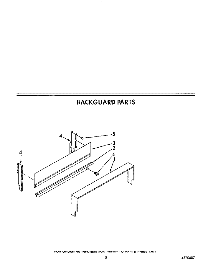 BACKGUARD Diagram and Parts List for SF0100ERW7  Whirlpool Range