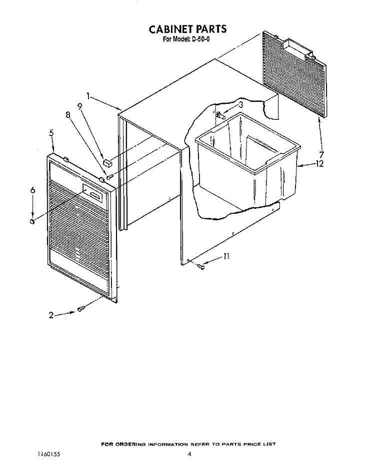 SECTION Diagram and Parts List for BFD500  Whirlpool Dehumidifier
