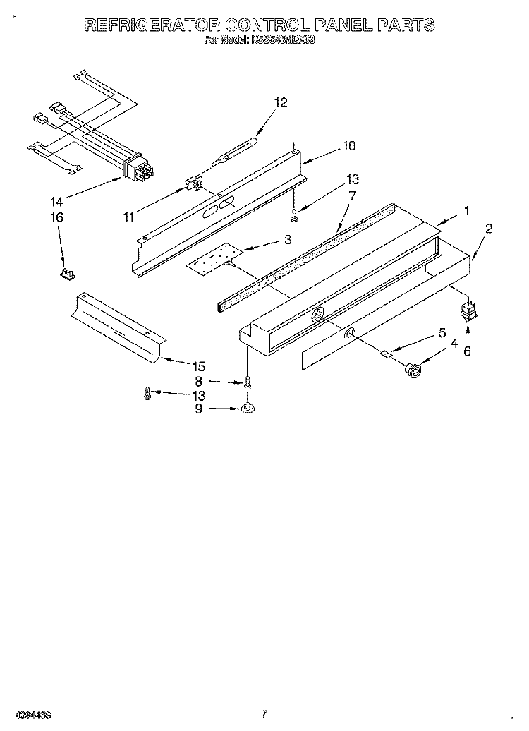 REFRIGERATOR CONTROL PANEL Diagram and Parts List for KSSS48MDX03  KitchenAid Refrigerator