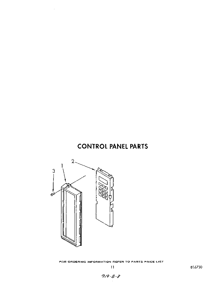 CONTROL PANEL Diagram and Parts List for RM778PXT5  Whirlpool Microwave Oven Combo