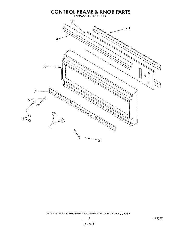 CONTROL FRAME AND KNOB Diagram and Parts List for KEBS177SWH2  KitchenAid Wall Oven