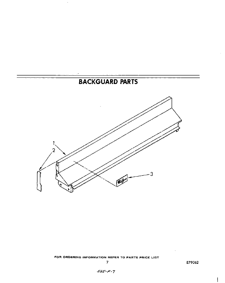 BACKGUARD Diagram and Parts List for SF301BSKN0  Whirlpool Range