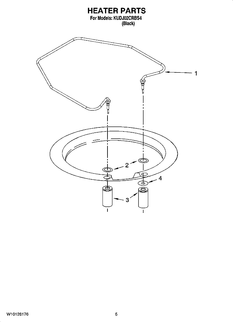 HEATER PARTS Diagram and Parts List for KUDJ02CRBS4  KitchenAid Dishwasher