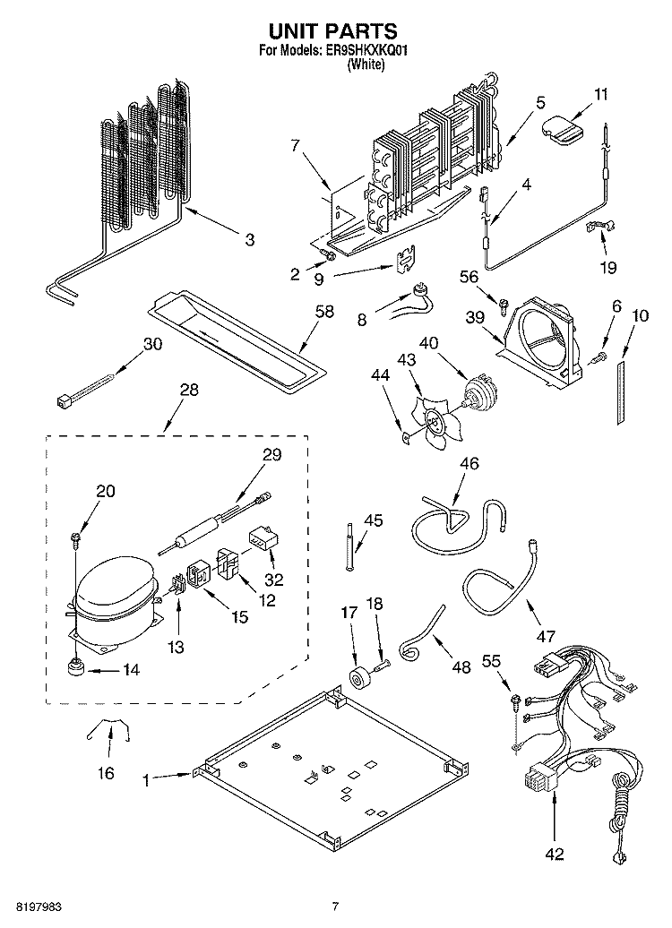 UNIT Diagram and Parts List for ER9SHKXKQ01  Whirlpool Refrigerator