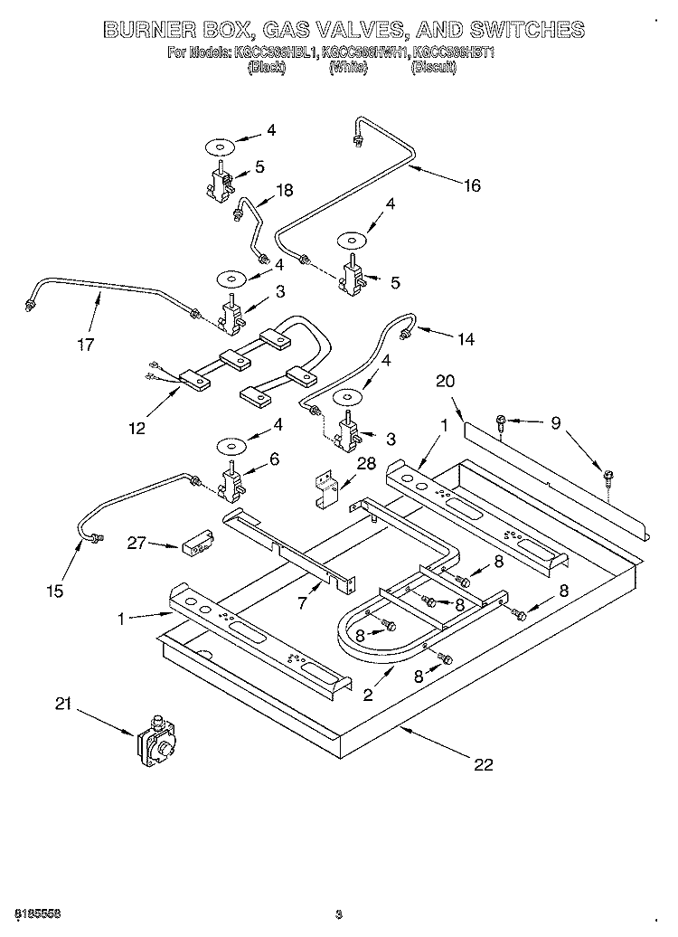 SECTION Diagram and Parts List for KGCC566HBL1  KitchenAid Cooktop