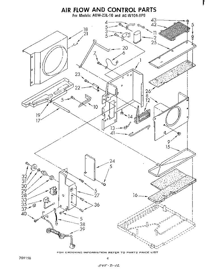 SECTION Diagram and Parts List for ACW104XP0  Whirlpool Air Conditioner
