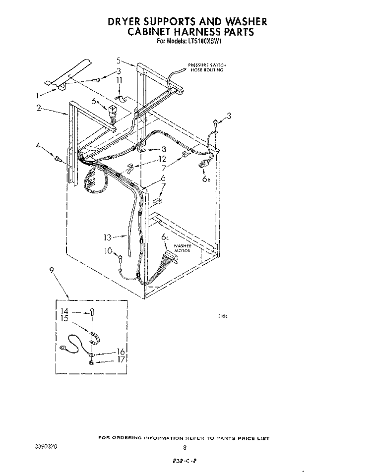 DRYER SUPPORTS AND WASHER CABINET H Diagram and Parts List for LT5100XSW1  Whirlpool Washer Dryer Combo