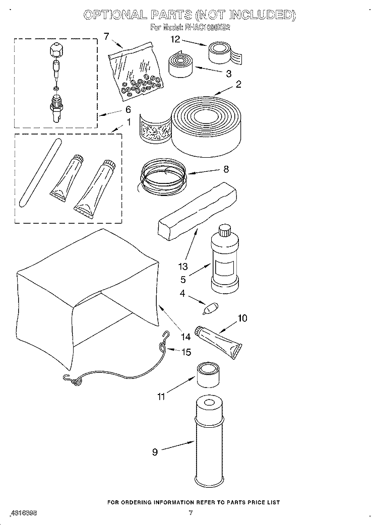 OPTIONAL Diagram and Parts List for BHAC1000XS2  Whirlpool Air Conditioner