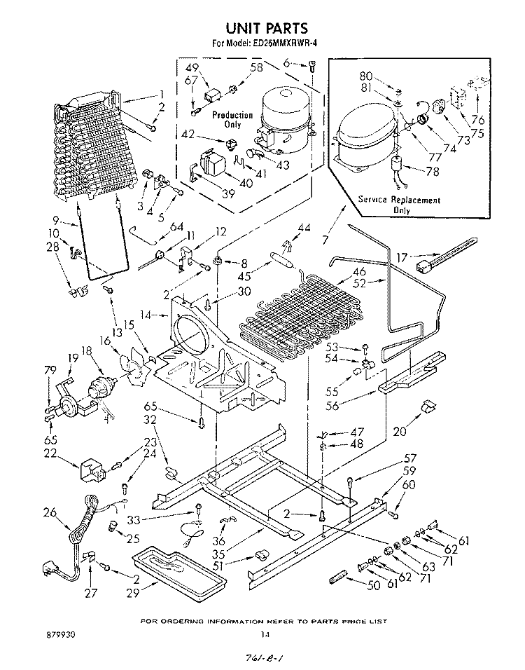 UNIT Diagram and Parts List for ED26MMXRWR4  Whirlpool Refrigerator