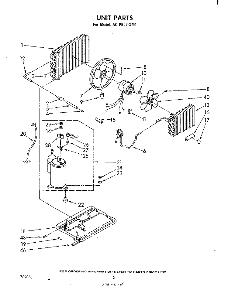 UNIT PARTS Diagram and Parts List for ACP502XM1  Whirlpool Air Conditioner