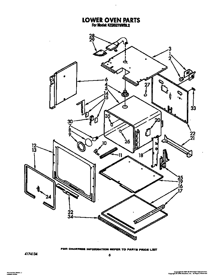 LOWER OVEN, OPTIONAL Diagram and Parts List for KEBS276WBL2  KitchenAid Wall Oven