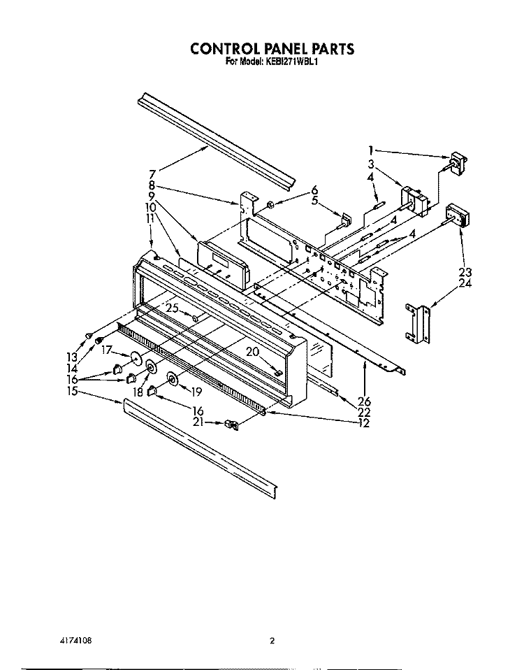 CONTROL PANEL, LITERATURE Diagram and Parts List for KEBI271WBL1  KitchenAid Wall Oven
