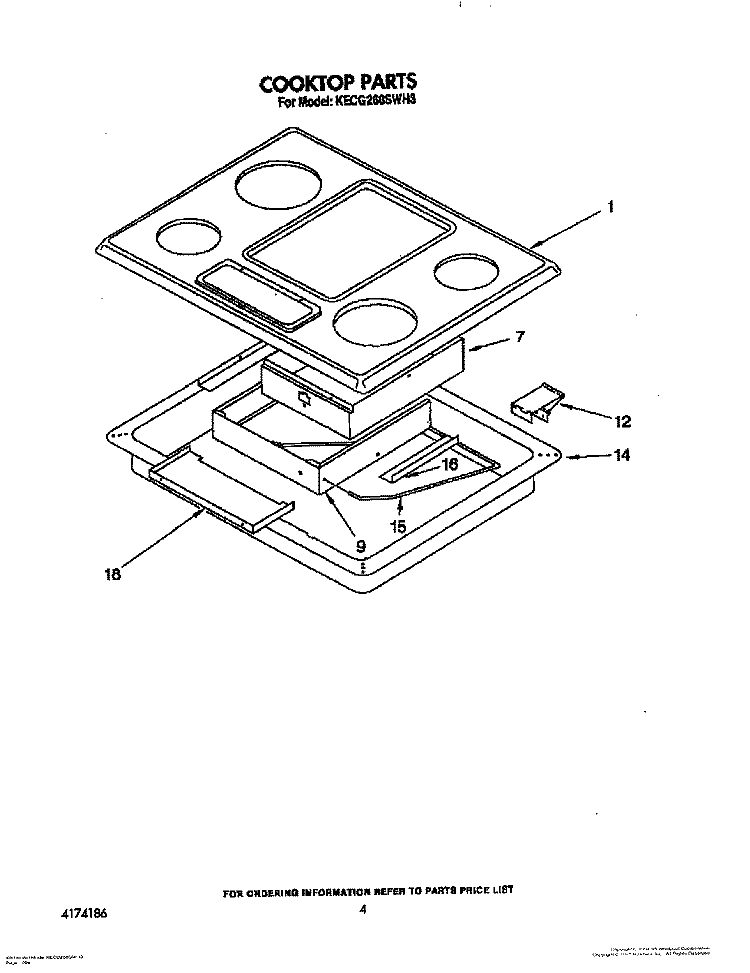 COOKTOP Diagram and Parts List for KECG260SOB3  KitchenAid Cooktop