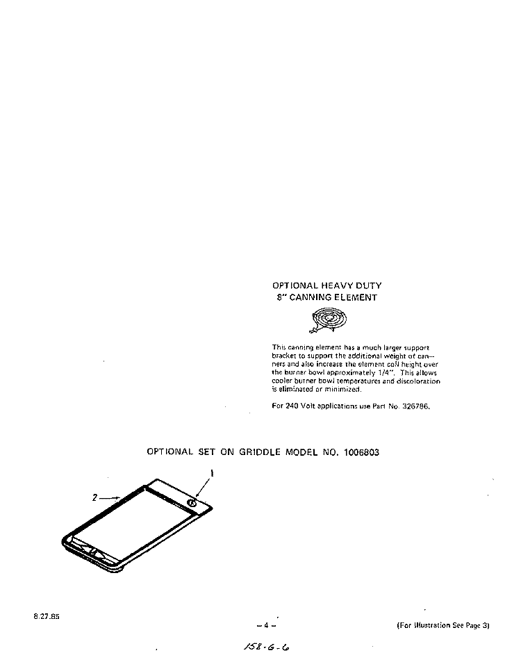 OPTIONAL EQUIPMENT Diagram and Parts List for 2384W1A  Roper Range