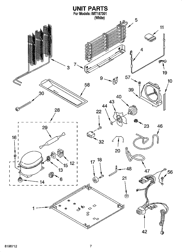 UNIT PARTS Diagram and Parts List for IMT187301  Inglis Refrigerator