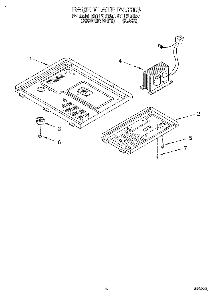 BASE PLATE Diagram and Parts List for MT1151SGQ0  Whirlpool Microwave