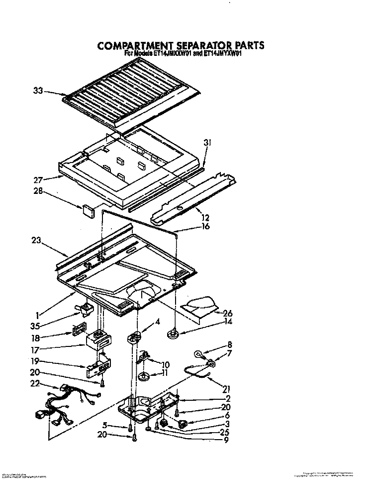 COMPARTMENT SEPARATOR Diagram and Parts List for ET14JMXXN01  Whirlpool Refrigerator