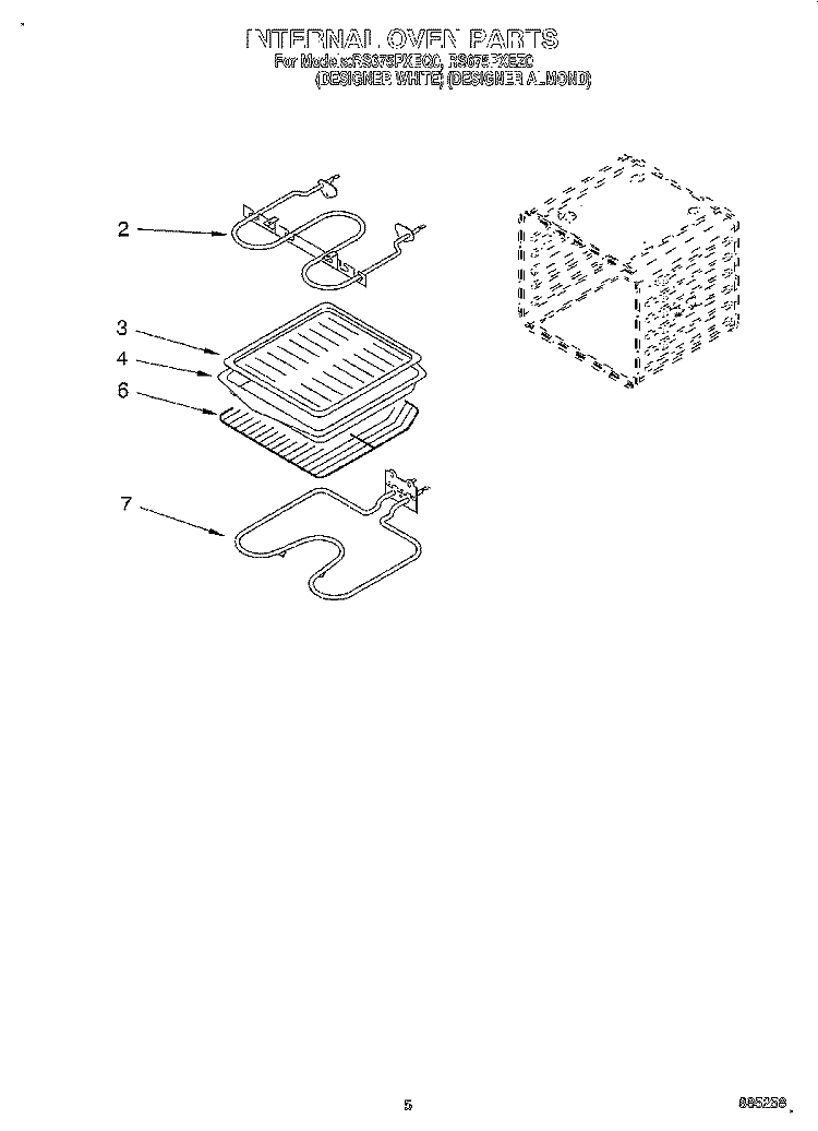 INTERNAL OVEN Diagram and Parts List for RS675PXEZ0  Whirlpool Range