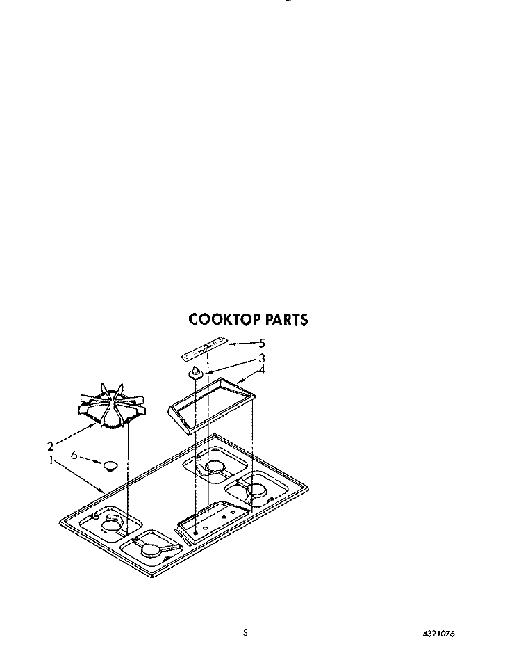 COOKTOP Diagram and Parts List for SC8436EXW0  Whirlpool Cooktop