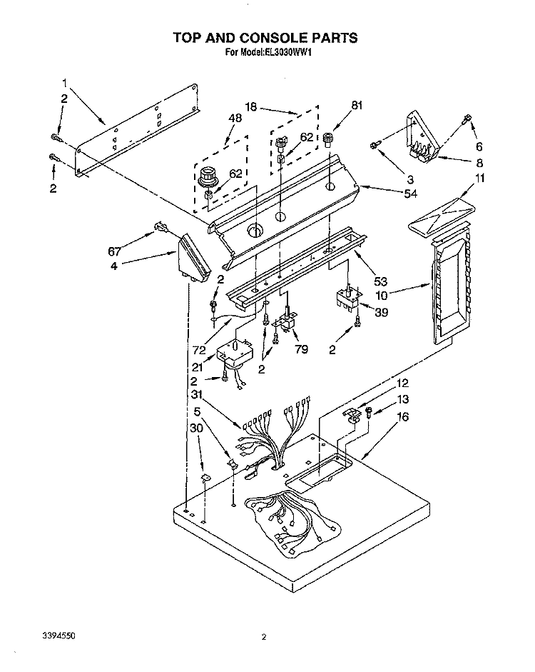 SECTION Diagram and Parts List for EL3030WW1  Roper Dryer