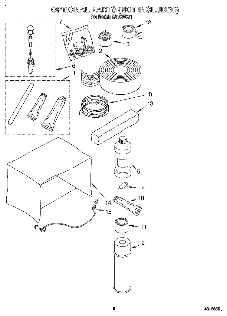 OPTIONAL Diagram and Parts List for CA18WC51  Crosley Air Conditioner