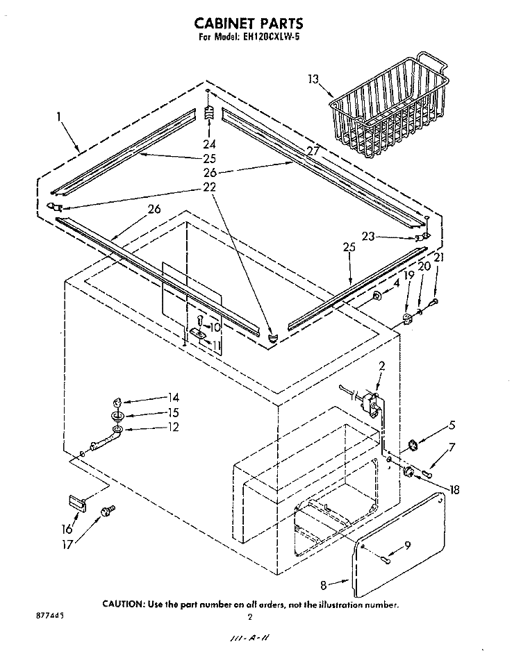 SECTION Diagram and Parts List for EH120CXLW5  Whirlpool Freezer