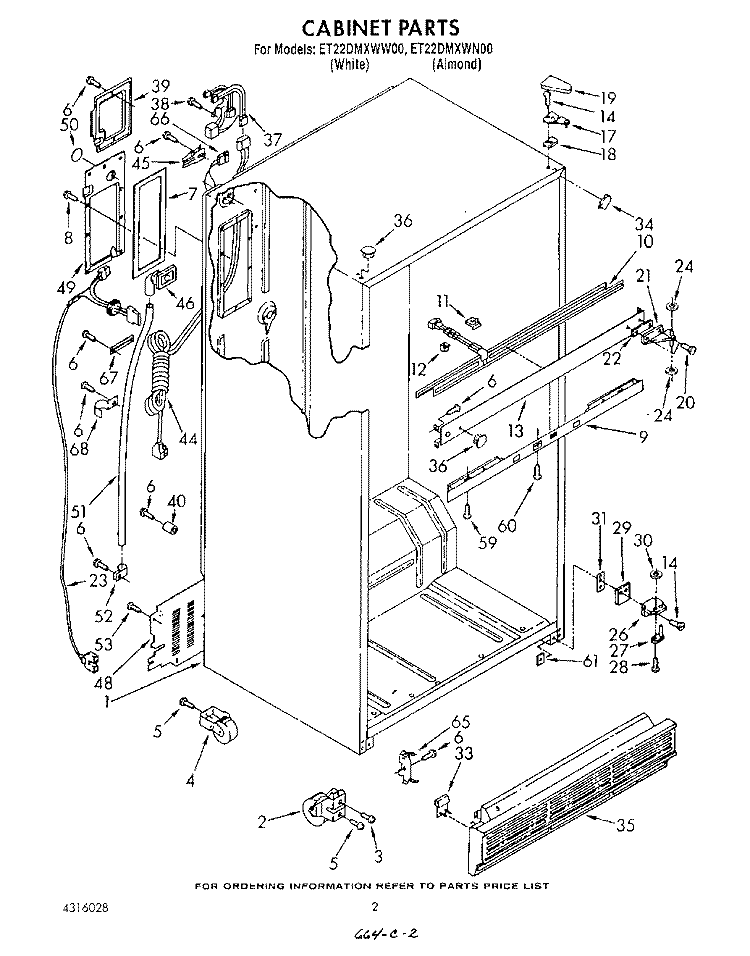 CABINET Diagram and Parts List for ET22DMXWN00  Whirlpool Refrigerator