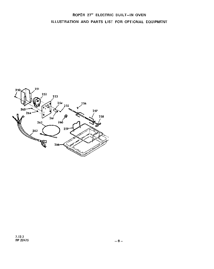 OPTIONAL Diagram and Parts List for 2092B0A  Roper Range