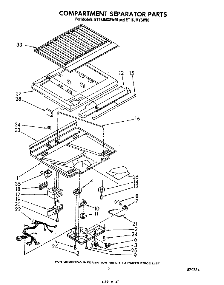 COMPARTMENT SEPARATOR Diagram and Parts List for ET16JMYSN00  Whirlpool Refrigerator