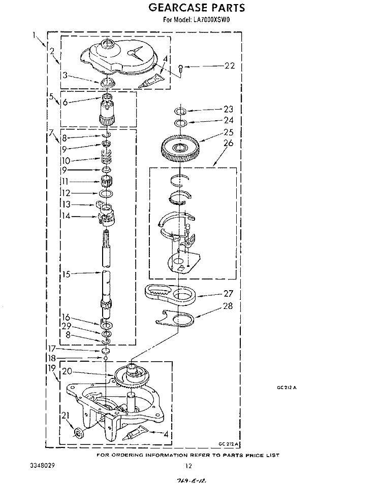 GEARCASE Diagram and Parts List for LA7000XSW0  Whirlpool Washer