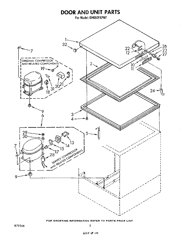 SECTION Diagram and Parts List for EH060FXPN7  Whirlpool Freezer