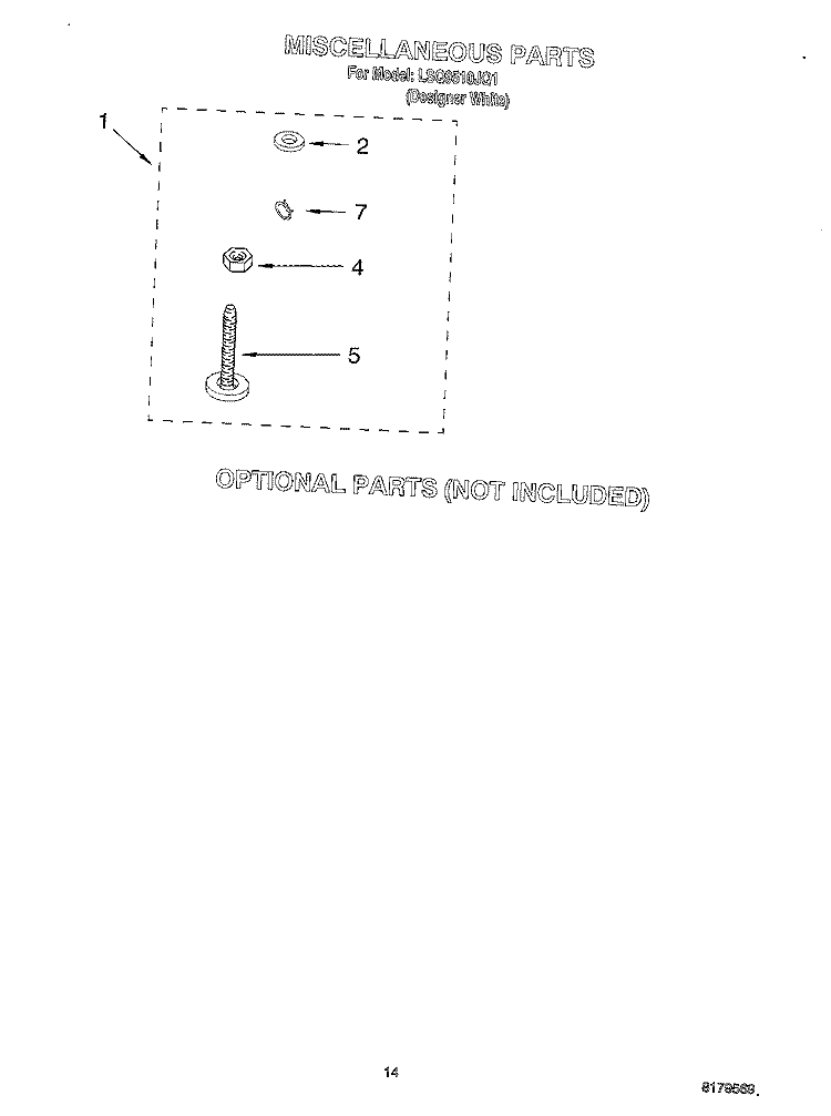 MISCELLANEOUS, OPTIONAL Diagram and Parts List for LSQ9510JQ1  Whirlpool Washer